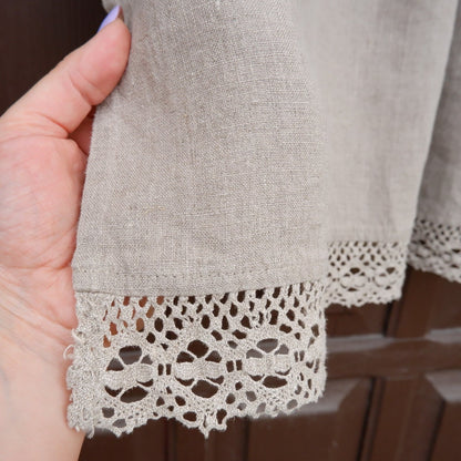 Custom size  Valance natural with laces, Farmhouse Pure linen window treatment, Living room Cafe Kitchen window panel, farmhouse curtains