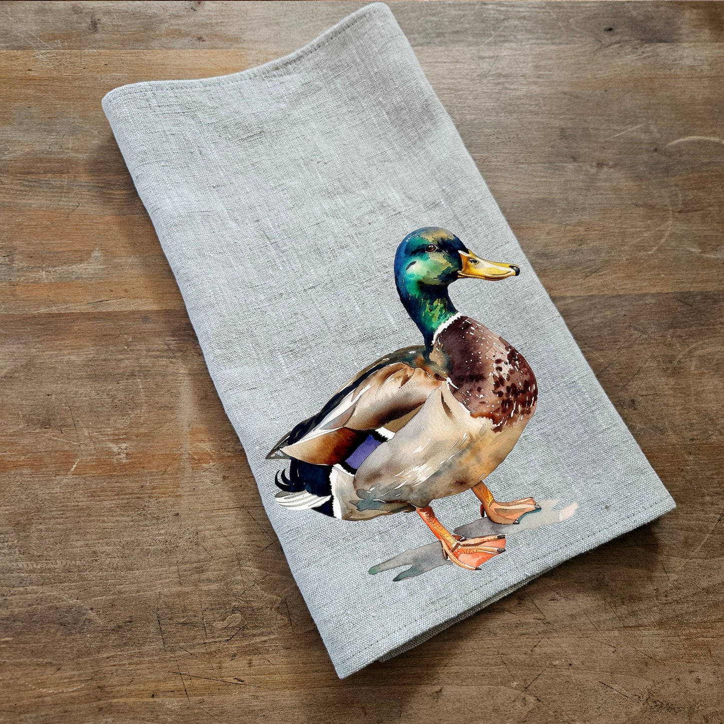 Duck Tea Towel in linen, Farm hand Towels Tea in linen,  pets Dish Towel  Kitchen Décor Tea Towel in linen