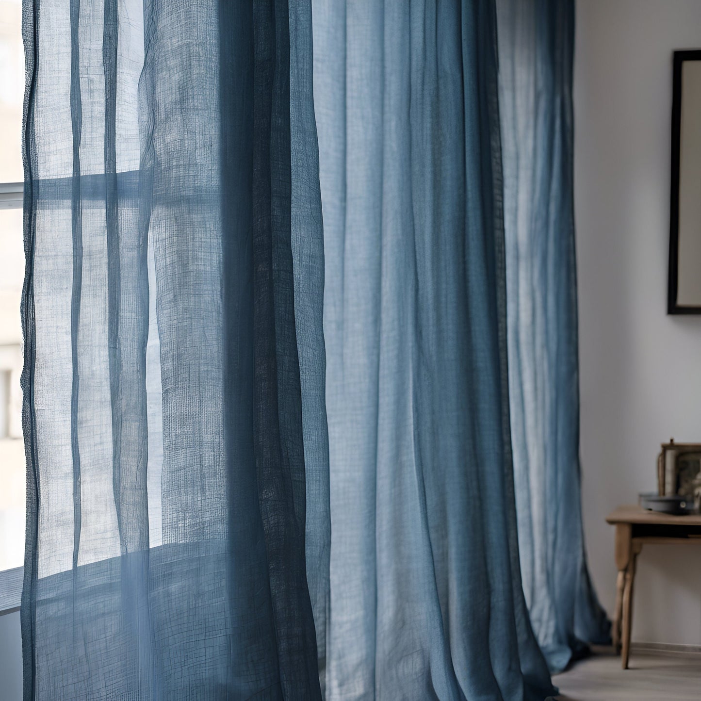 Sheer Linen Curtains natural, 100% linen Extra Long Curtains, Linen Curtains with rod pocket, green PREWASHED Sheer window panel curtains