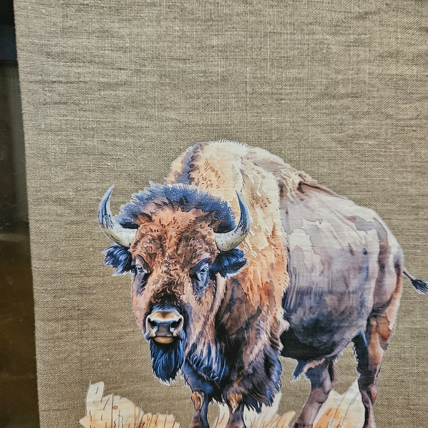 Buffalo Tea Towel in linen, Bison hand Towels Tea in linen,  pets Dish Towel  Kitchen Décor Tea Towel in linen