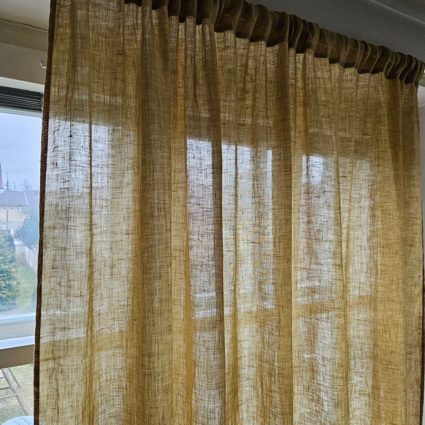 Sheer Linen Curtains, 100% linen Extra Long Curtains, Linen Curtains with rod pocket, yellow PREWASHED Sheer window panel