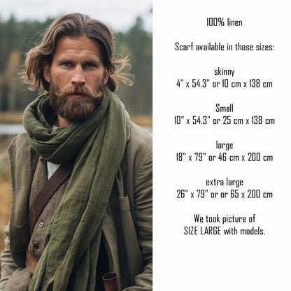 Linen Scarf in neutral or others 40 colors- blue organic pure linen scarf unisex - Gift for friend husband lover son collegue father