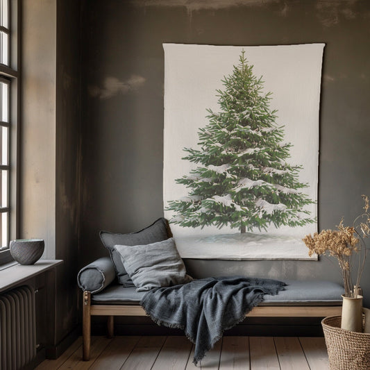 Christmas tree Tapestry wall tapestry, Christmas decor Holiday tapestry, 100% linen