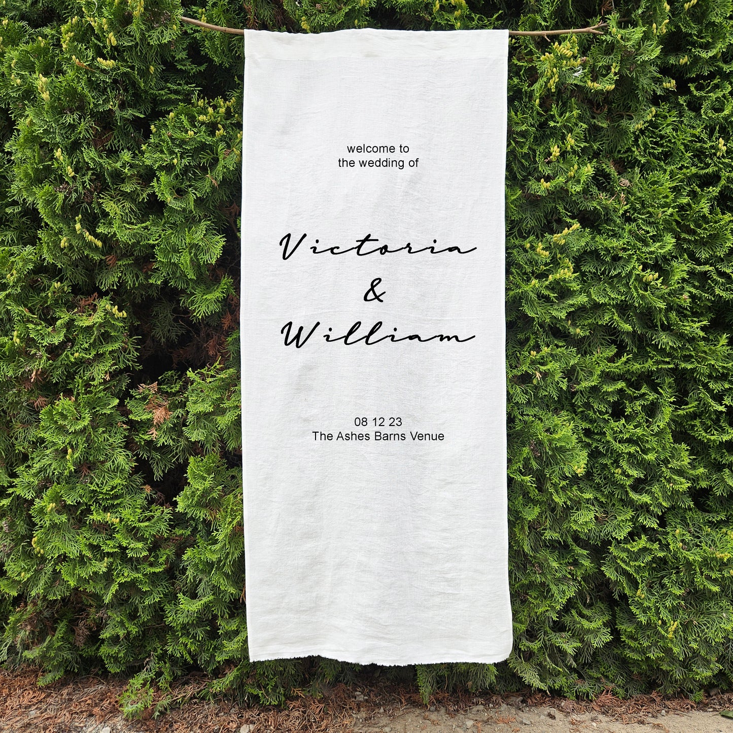 linen Wedding Welcome Sign, custom fabric sign for party, Welcome to the wedding sign, Linen wedding decor