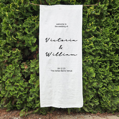 linen Wedding Welcome Sign, custom fabric sign for party, Welcome to the wedding sign, Linen wedding decor