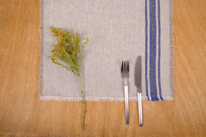Linen napkins - French linen. Natural outmeal stripes Cottage, coutry style linen. Set of linen napkins. Stonewashed. Linen cloth napkins.