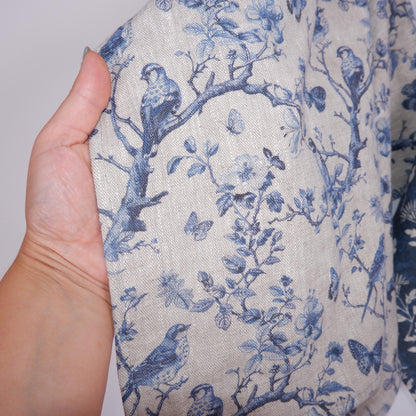 French Tea Towel in linen with toile de jouy print Indigo blue, floral Hand Tea Dish Towel Kitchen Décor Tea Towel