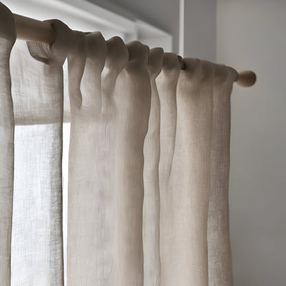 Sheer Linen Curtains, 100% linen Extra Long Curtains, Linen Curtains with rod pocket, blue PREWASHED Sheer window panel