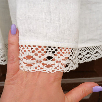 Custom size  Valance WHITE with laces, Farmhouse Pure linen window treatment, Living room Cafe Kitchen window panel, farmhouse curtains