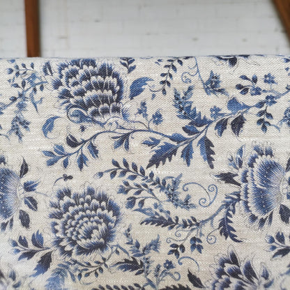 Linen foral tablecloth with blue flowers, French Retro Vintage Vibe table cloth Bohemian Wildflower Pattern