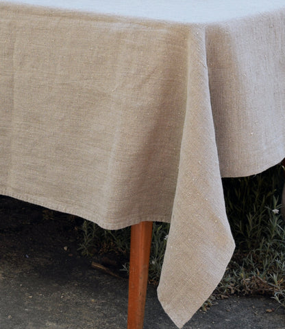 Heavy linen tablecloth for dinning table - French style washed linen table cloth Retangle Square or Round  in white neutral or other colors
