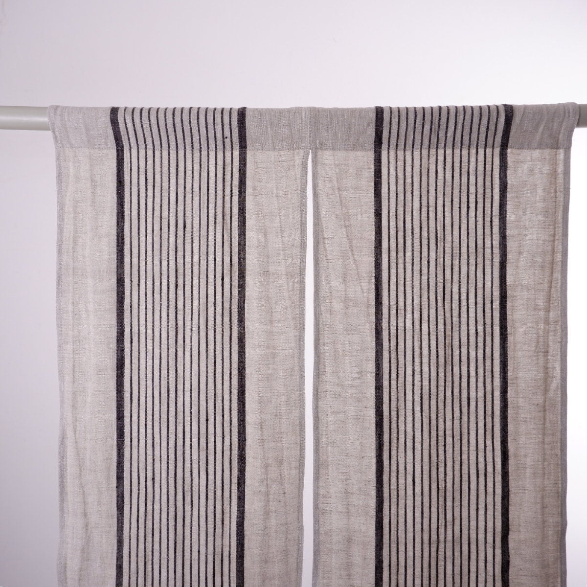 Striped Linen Noren Curtain, Japanese Linen Noren Panel, Japanese Curtain Door, Linen Doorway Drape, Linen Noren Drape Rod Pocket Panel