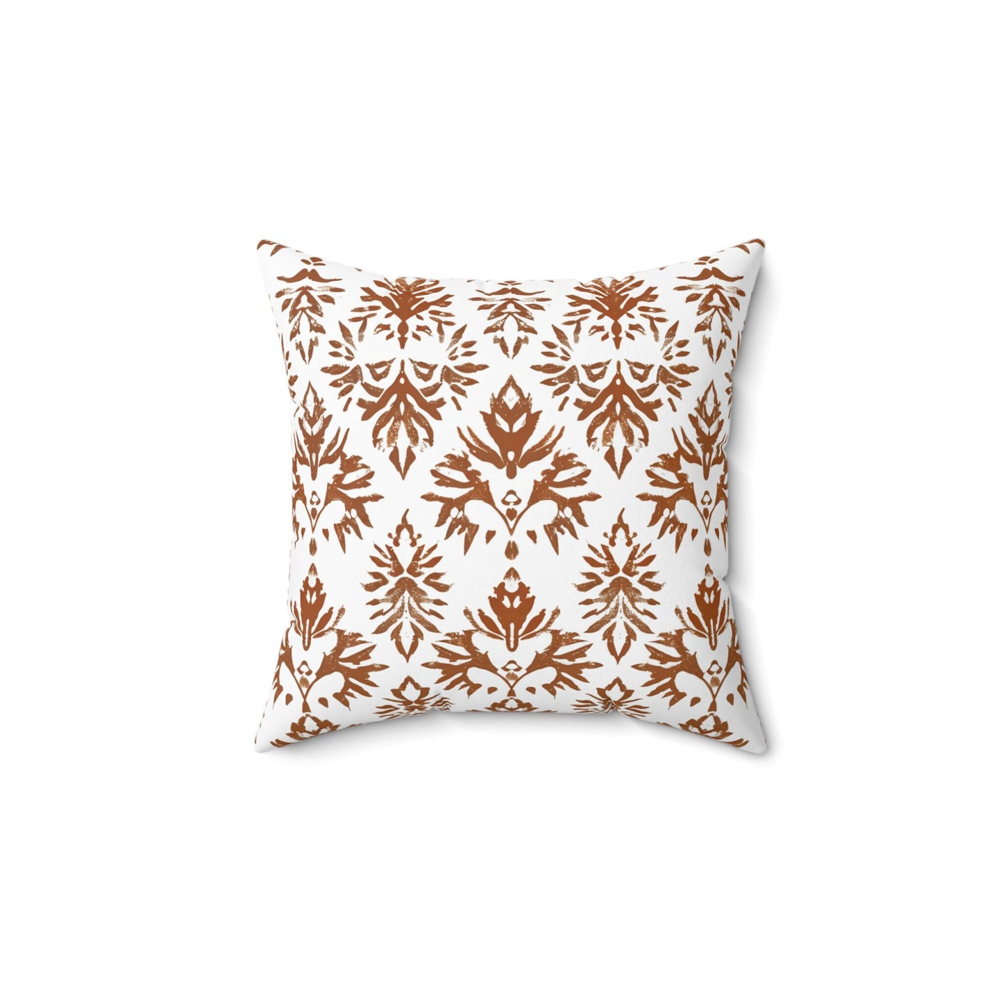 Modern rust linen Floral Pillow Cover, white rust Boho Pillow block print on linen, Coutrynome block printed pillow case in European flax