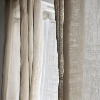 Sheer Linen Curtains, 100% linen Extra Long Curtains, Linen Curtains with rod pocket, pale pink PREWASHED Sheer window panel