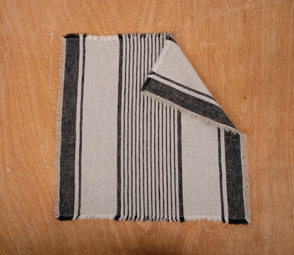 Rustic linen napkins - French grain sack linen stripes Cottage farmhouse country style Set of napkins. Stonewashed flax cloth placemats