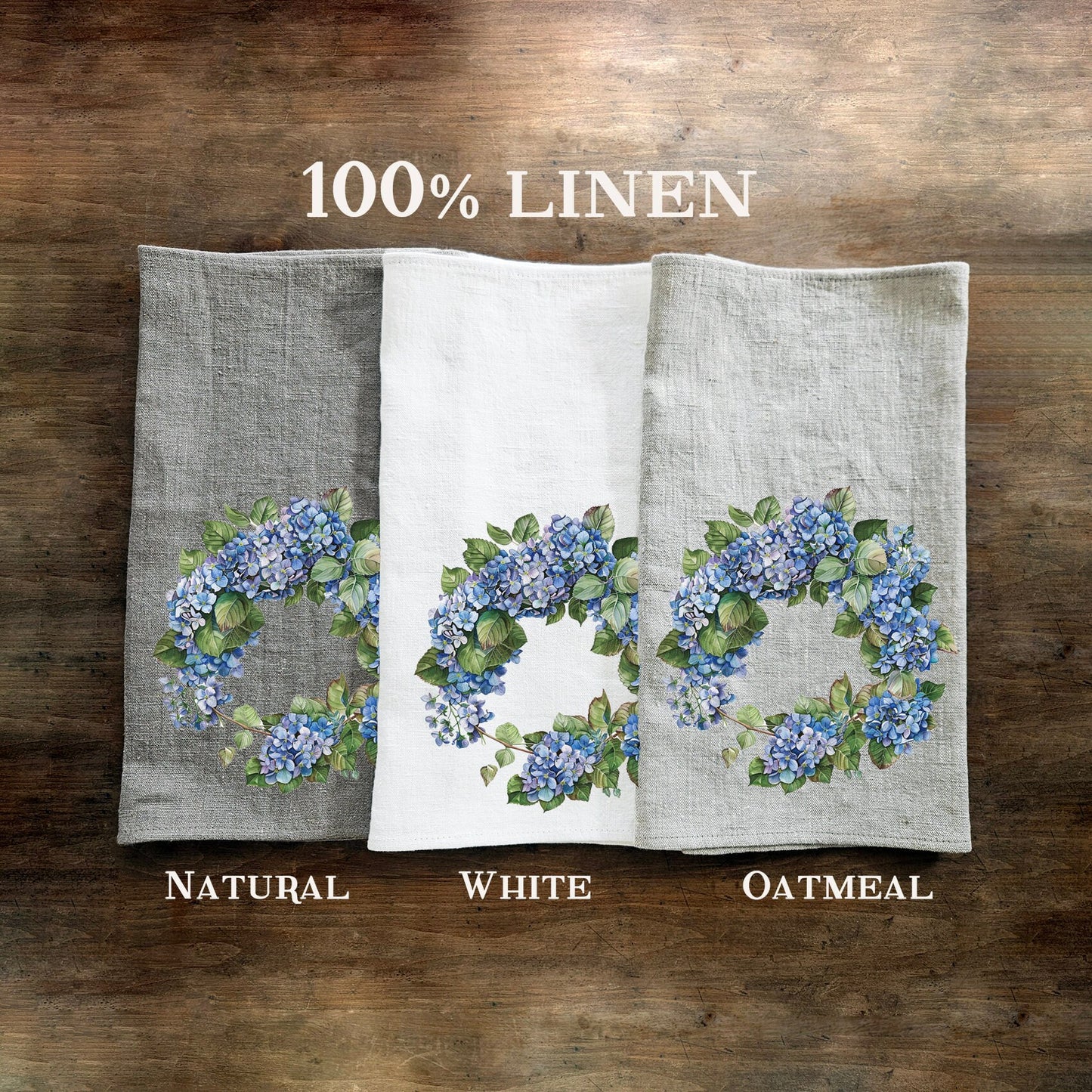 Hydrangea Tea Towel in linen, floral Hand Towels Tea, botanical Floral Dish Towel, Floral Kitchen Décor Tea Towel