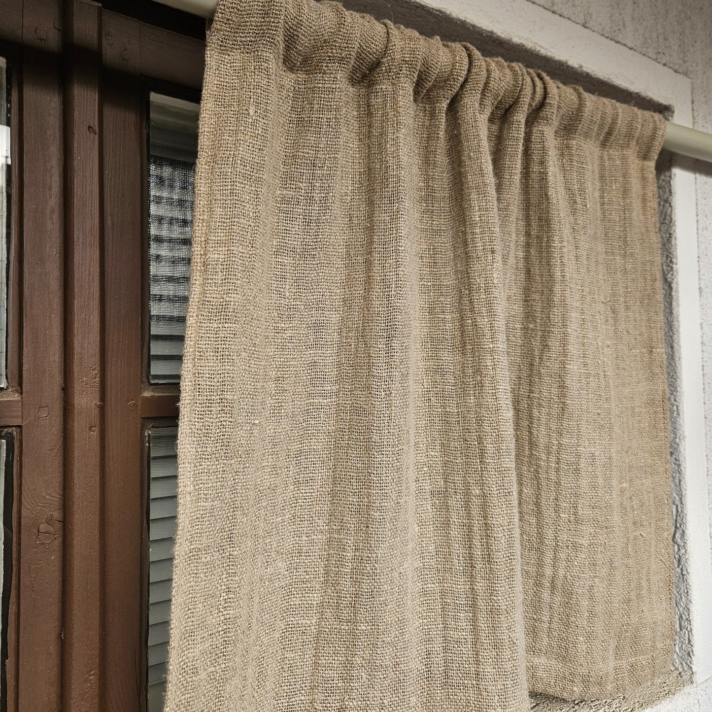 white grain sack Cafe Curtains, burlap Farmhous window panel, Living room Cafe Kitchen window curtain custom size