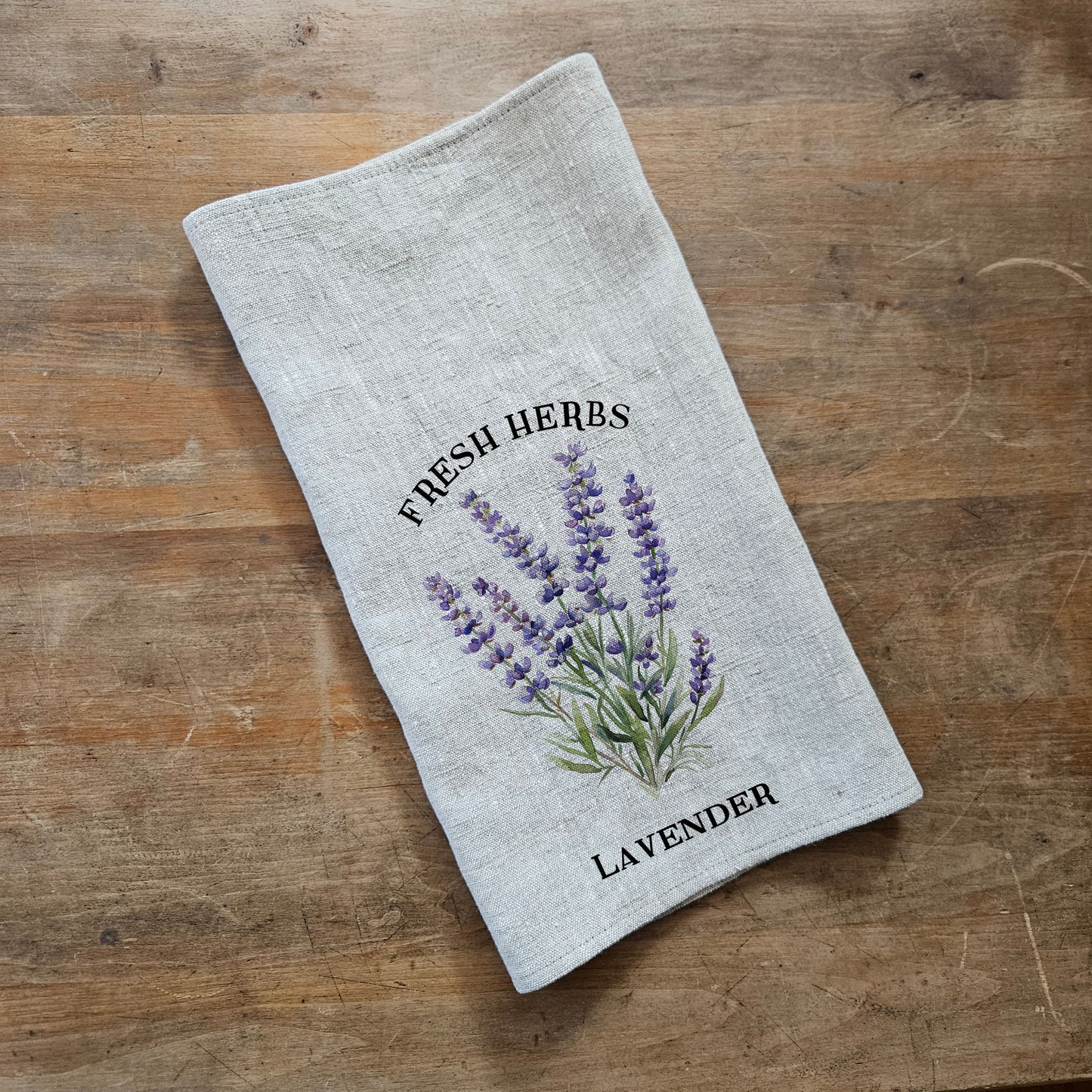 Lavender Floral Tea Towel in linen, Hand Towels Tea, Farmhouse Floral Dish Towel, Lavender Floral Kitchen Décor, Floral Kitchen Tea Towel
