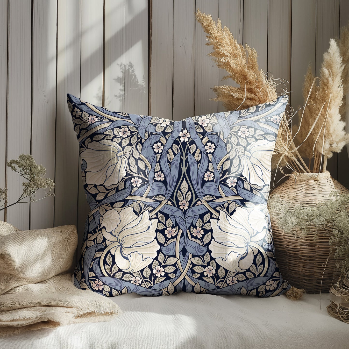 Modern linen Floral Pillow Cover William morris Pimpernel, Art and Crafts Pillow case on linen for Coutryhome  Victorian