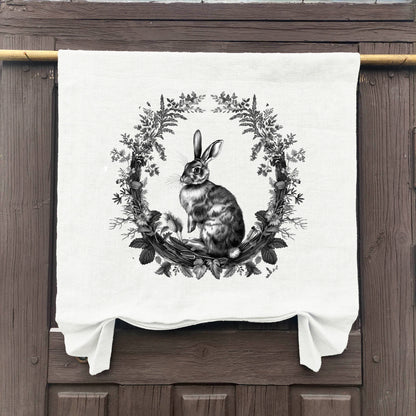 natural French Door Valance 1 Panel with rabbit stamp, white curtain panels for door window in linen for rustic farmhouse style