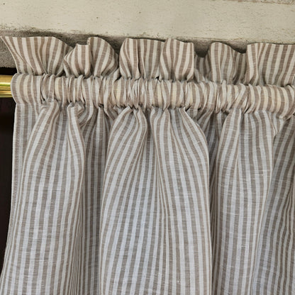Linen Cafe Curtains in custom size in french Toile de Jouy white blue, custom size Farmhous window panel, Living room Cafe Kitchen  valance