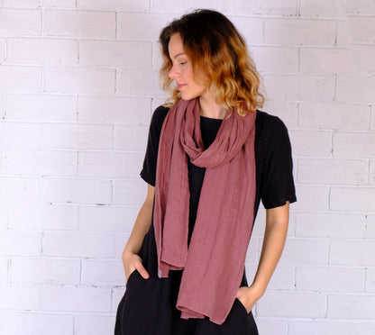 Linen Scarf - organic unisex for men or women - Gift ideas Pure linen Natural flax