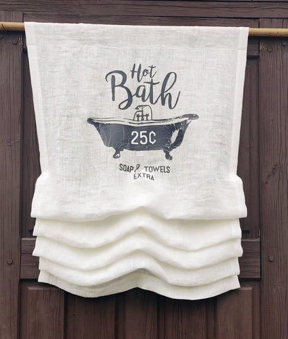 Hot Bath Bathroom Burlap Ivory  Curtain Valance, french farmhouse bathroom door curtains  in custom size