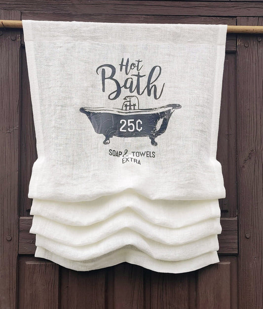 Hot Bath Bathroom Burlap Ivory  Curtain Valance, french farmhouse bathroom door curtains  in custom size