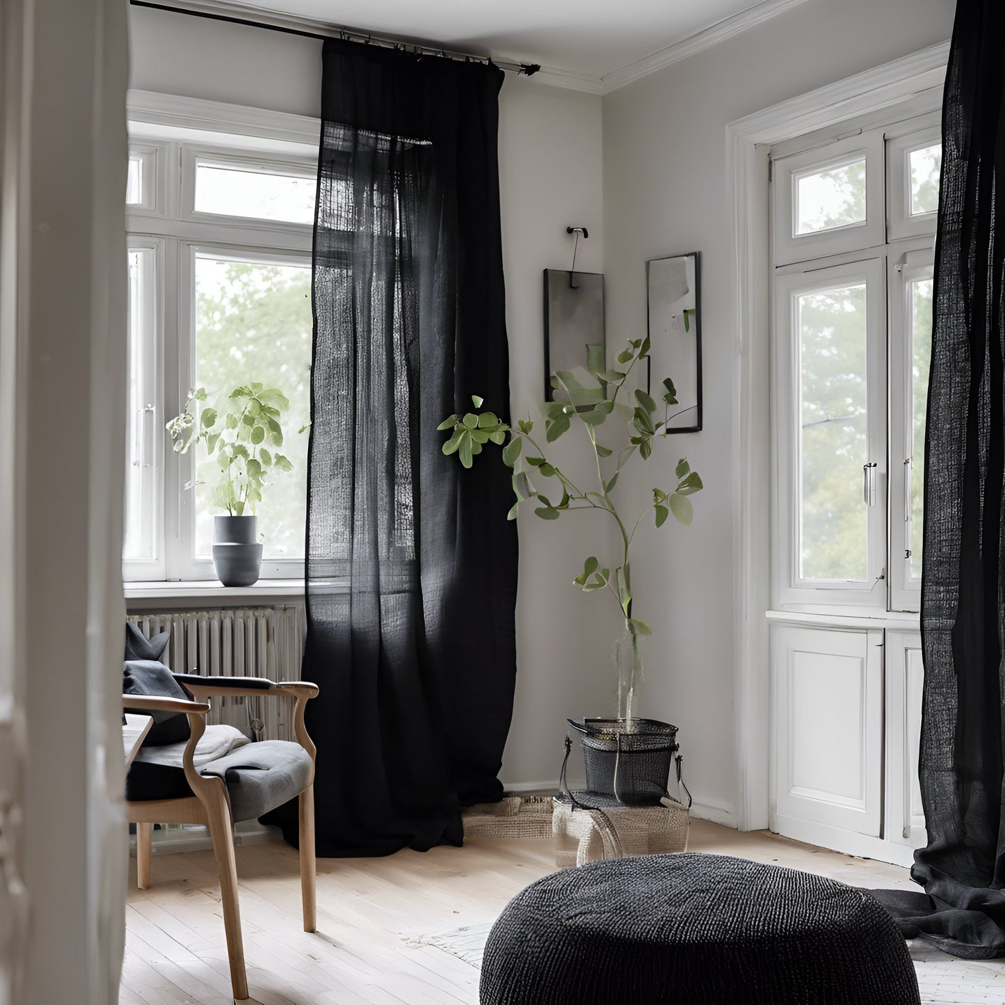 Sheer Linen Curtains, 100% linen Extra Long Curtains, Linen Curtains with rod pocket, blue PREWASHED Sheer window panel