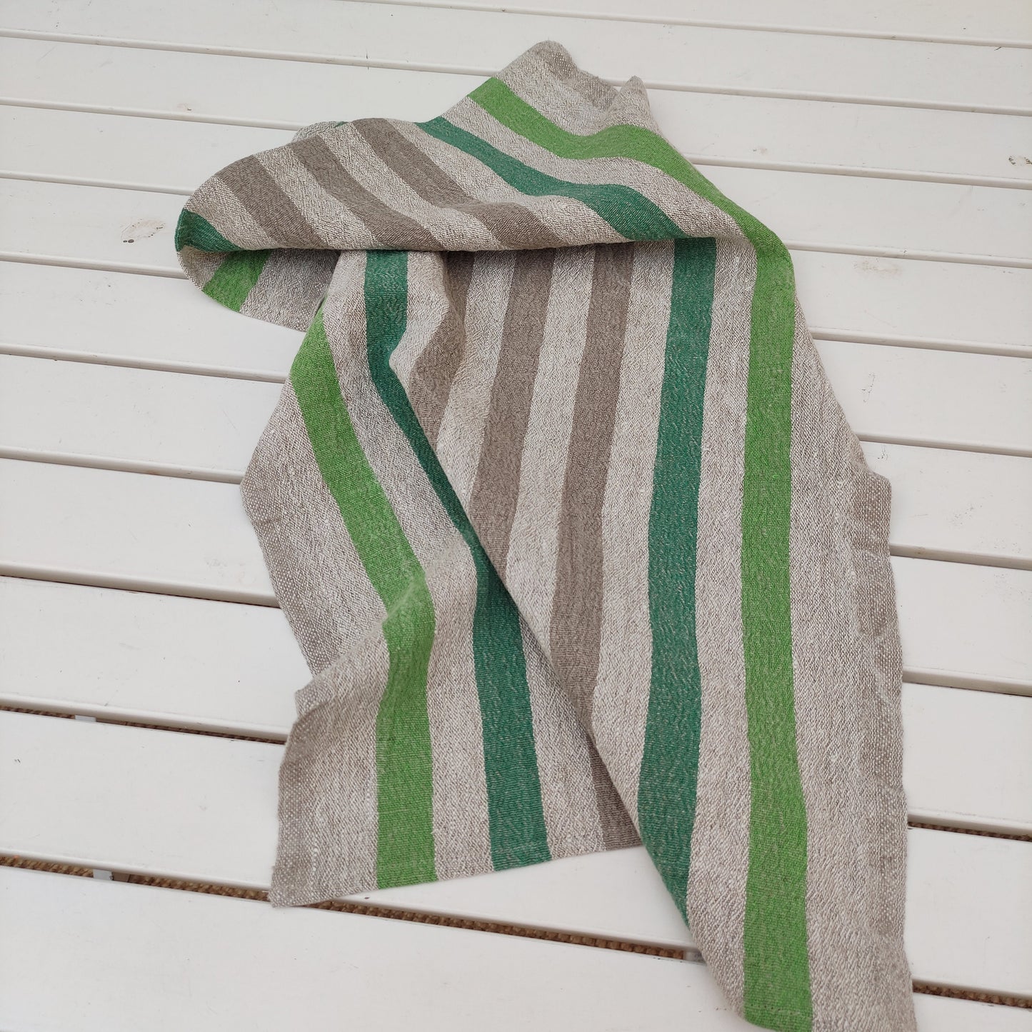 Linen towel - Stonewashed STRIPEN  - heavy soft flax fabric / hand towel/ kitchen towel / Dish towel.