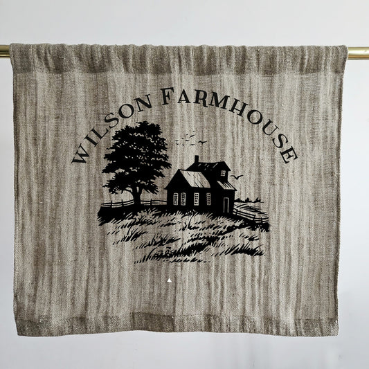 Natural grain sack Cafe Curtains farmhouse ranch, French stamp burlap ranch shabby window panel, Living room Cafe Kitchen window curtains