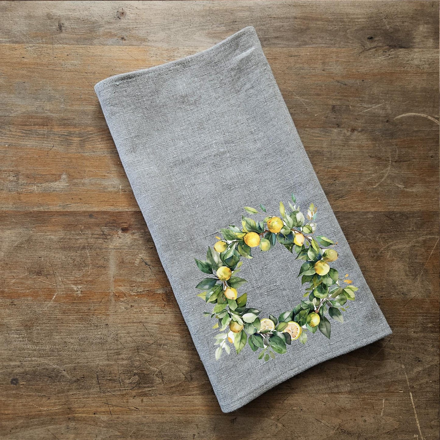 Lemon fruit tree Tea Towel in linen, Botanical hand Towels Tea in linen, Citrus Dish Towel  Kitchen Décor Tea Towel in linen