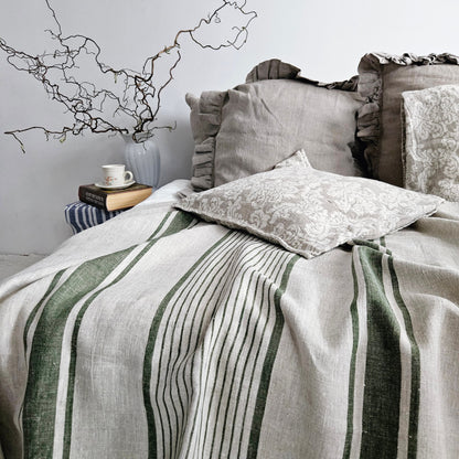 French linen Blanket, flax Bedspread - heavy weight huckaback linen bed cover - provence cottage coutrystyle Throw 100% Linen