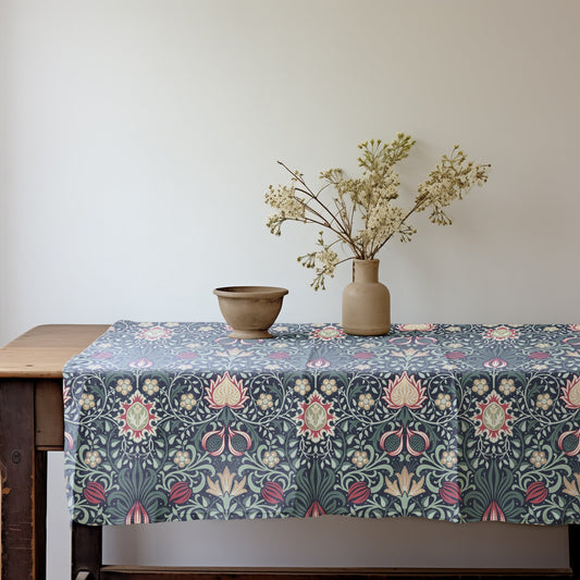 Linen foral tablecloth william Morris Persian, arts and crafts movement tablecloth Victorian style