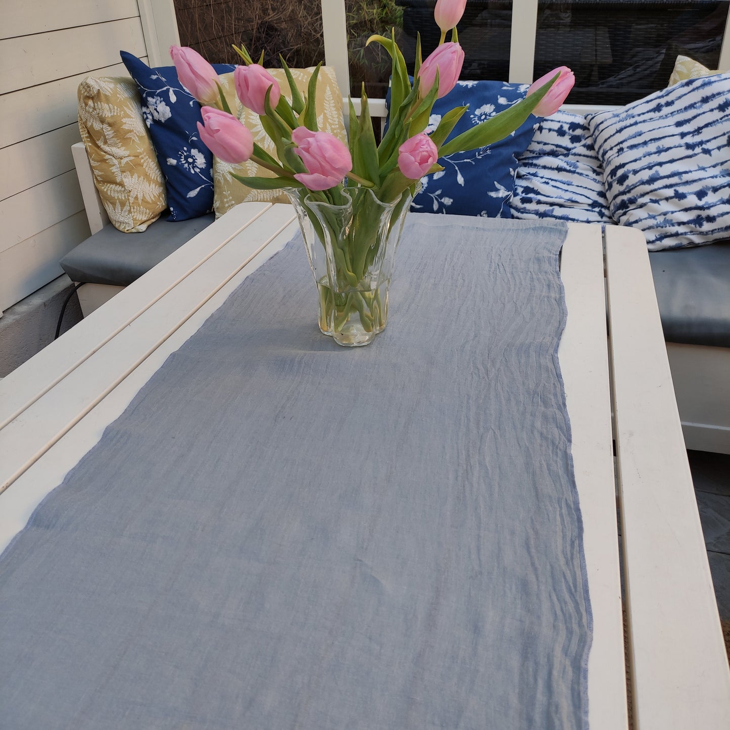 Linen runner - Stonewashed. CUSTOM size - 100% flax - white, natur , blue, black yellow, green