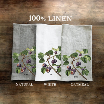 Plum fruit tree Tea Towel in linen, Botanical hand Towels Tea in linen, Greenery garden Dish Towel Kitchen Décor Tea Towel in linen