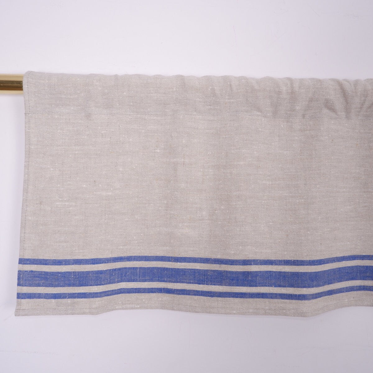 Ticking Valance Farmhouse Curtain in linen, Pure linen window treatment. Living room Cafe Kitchen window panel Grain sack with french stripe