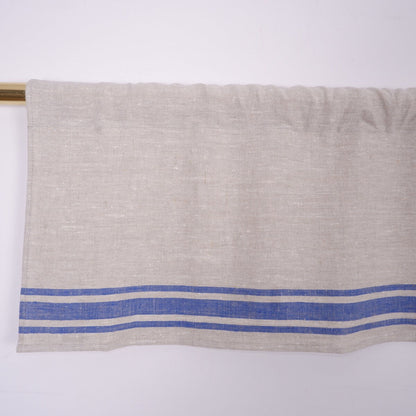 Ticking Valance Farmhouse Curtain in linen, Pure linen window treatment. Living room Cafe Kitchen window panel Grain sack with french stripe