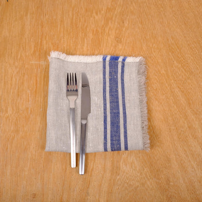 Linen napkins - French linen. Natural outmeal stripes Cottage, coutry style linen. Set of linen napkins. Stonewashed. Linen cloth napkins.
