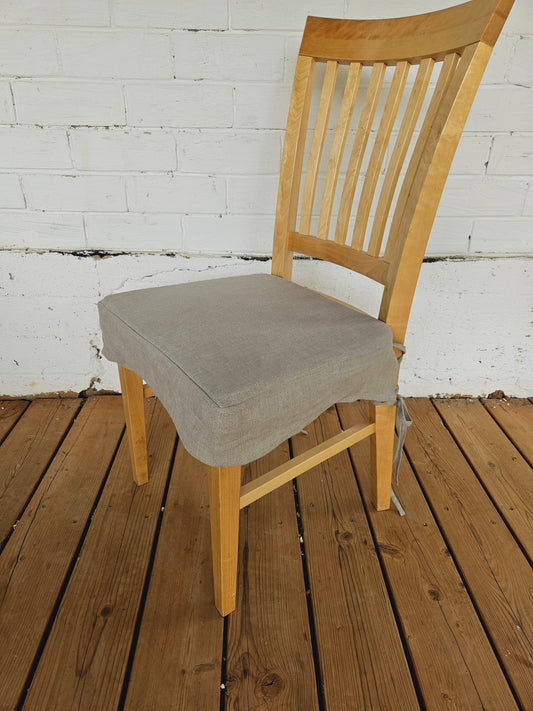 Linen Seat Cushion  with skirt - Striped Chair Pad Pillow - Natural French Style Heavy Weight 100% Linen Fabric
