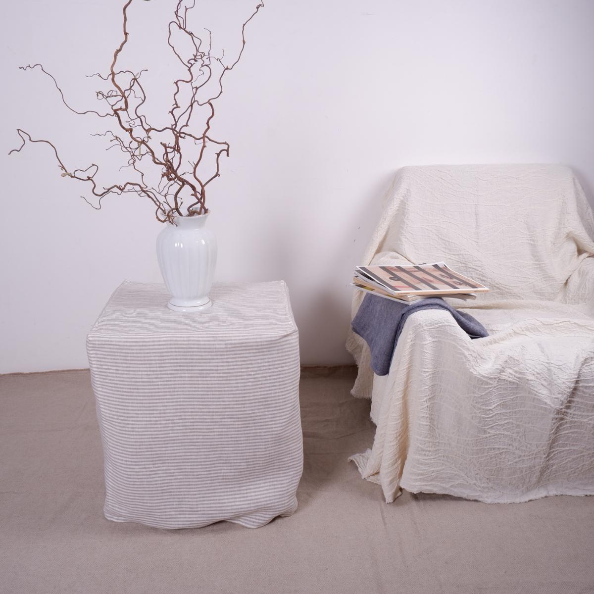 Linen Ottoman slipcover in custom size, natural cover Custom ikea linen cover cube slip cover for bench pouf sofa cover customsize