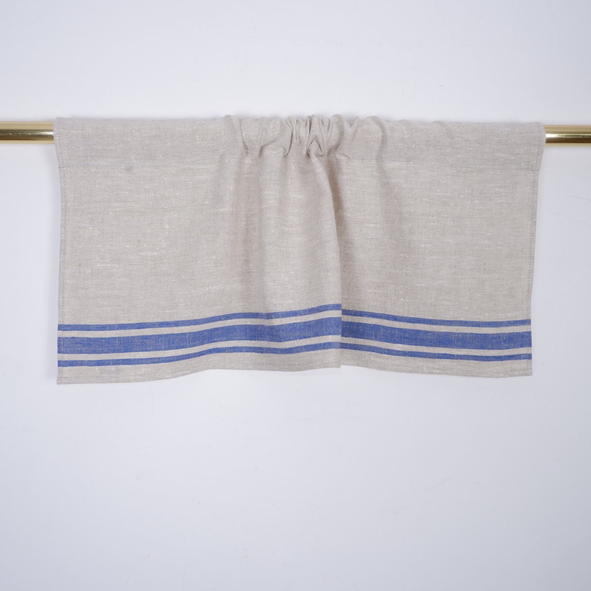 Ticking Valance - Farmhouse Curtain -  Village blue