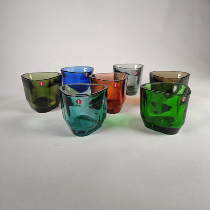 Iittala TRIS  - Tealight candleholder- candle holder -  Finnish glass design Vintage  - blue brown grey  - candleholder