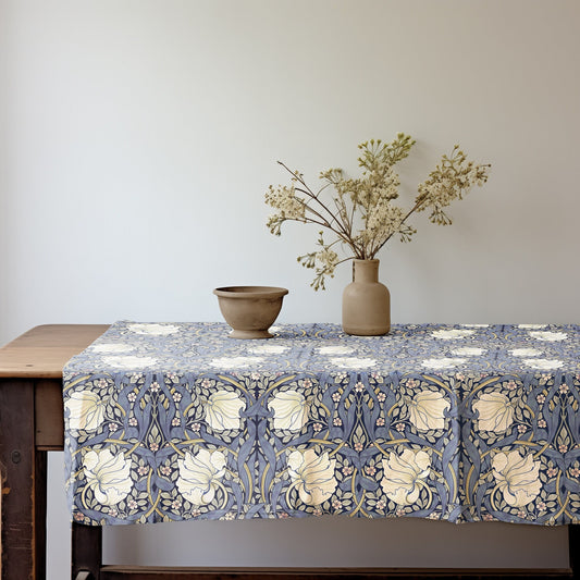 Linen foral tablecloth william Morris pimpernel, arts and crafts movement tablecloth Victorian style