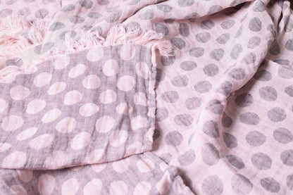 Stonewashed Polka dot pink coffe Blancket Bedspread Bed Cover  Throw Alwayslovelinen 100% Linen Lovelinen