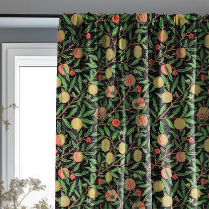 William Morris Curtain pomegranate, Floral Botanical dark Print Curtain Panels,  Curtains for living room