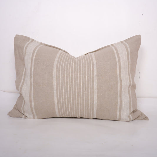 Striped linen pillowcase Standard queen kin, body euro sham custom size pillow. French Vintage Cottage natural striped Grainsack pillow case