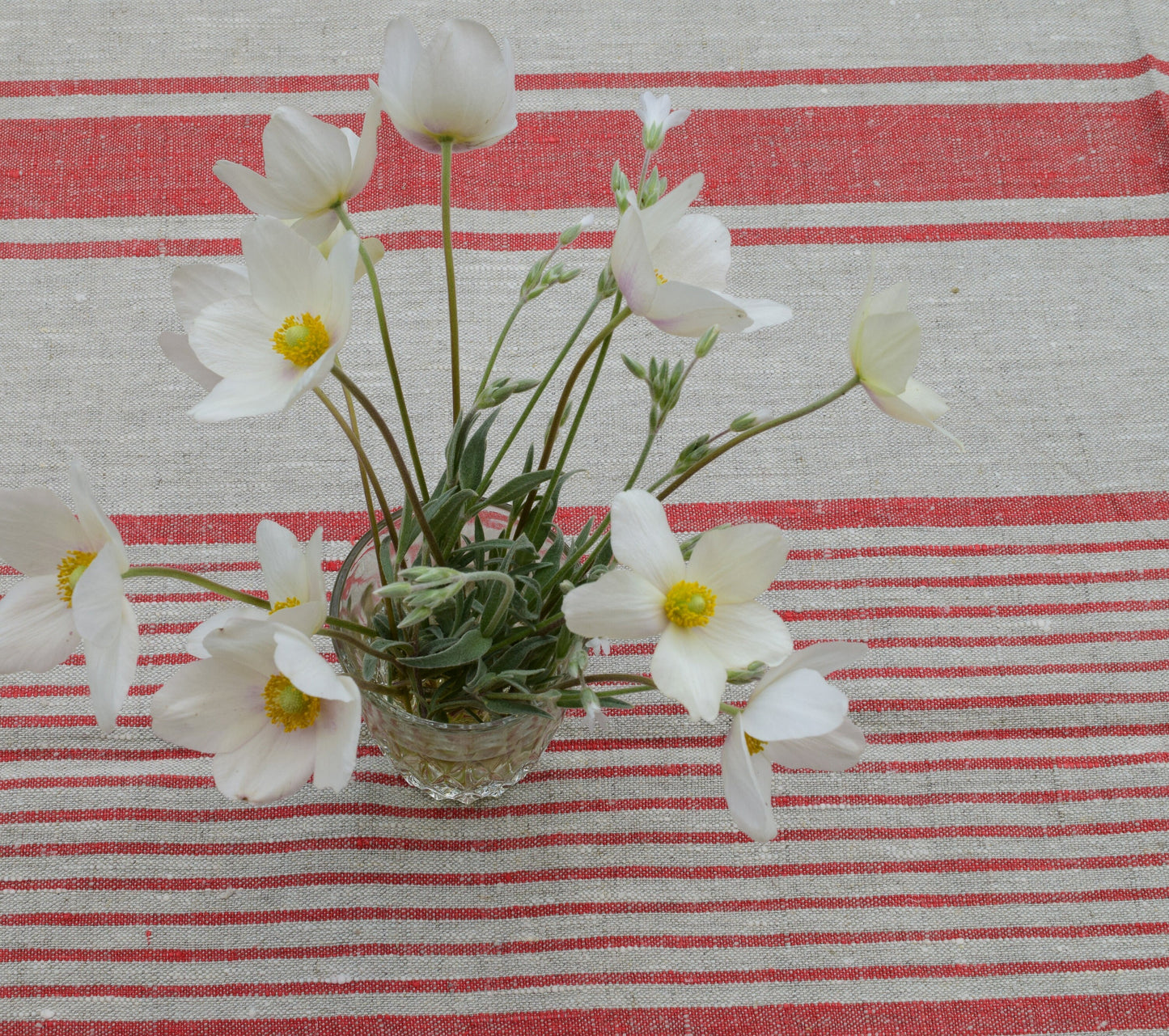 100% Linen tablecloth striped PREWASHED French table cloth, rustic rectangle square oval table, country style tablecloth Sack weave linen