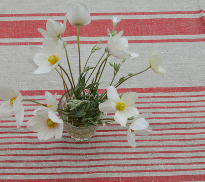 100% Linen tablecloth striped PREWASHED French table cloth, rustic rectangle square oval table, country style tablecloth Sack weave linen