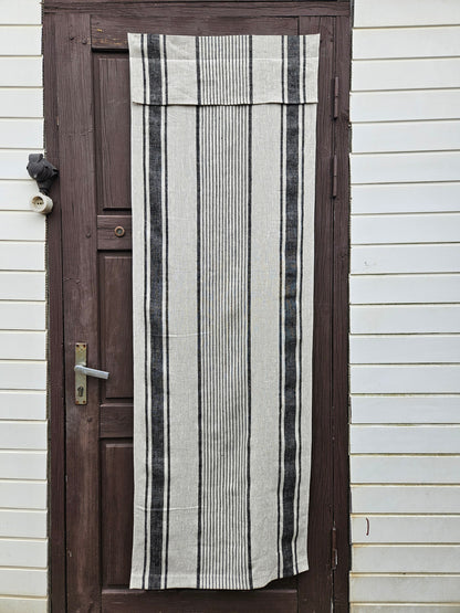 grey French Door Curtain 1 Panel  - french stripes linen curtains roman blinds